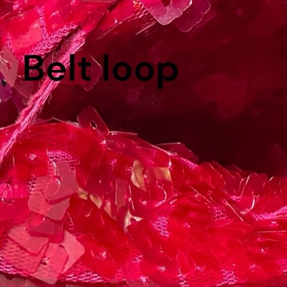 Eloquii size 24 plus size shorts belted vibrant red sequins. - Picture 6 of 10